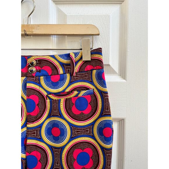 Essentials Anthropologie Multicolored Geometric Print Slim Trouser Pant Size 2 - Picture 8 of 14